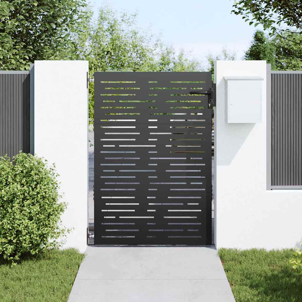 Haveport med lås Sort 85 x 150 cm Pulverlakeret Stål
