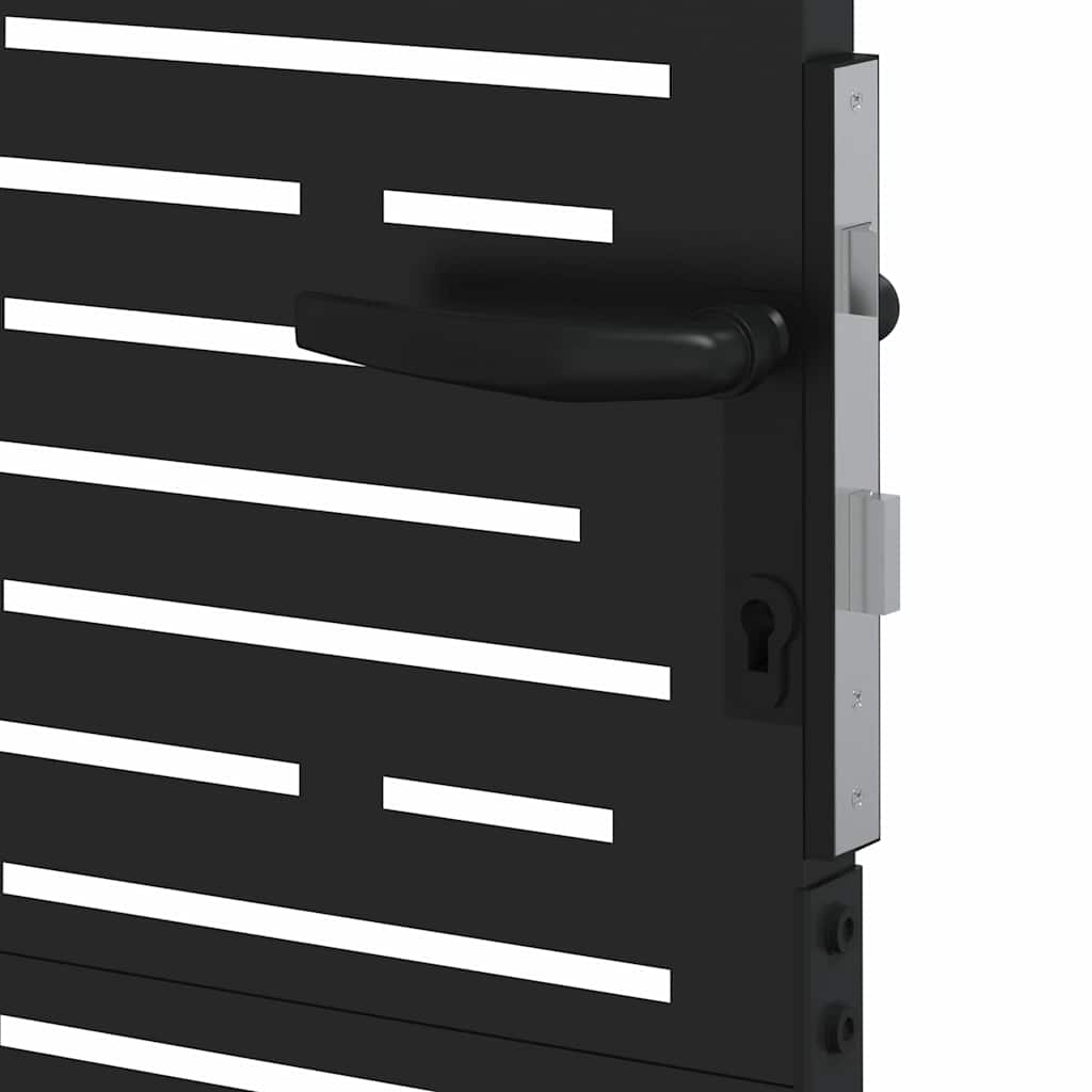 Haveport 85 x 175 cm Pulverlakeret Stål Sort Låses