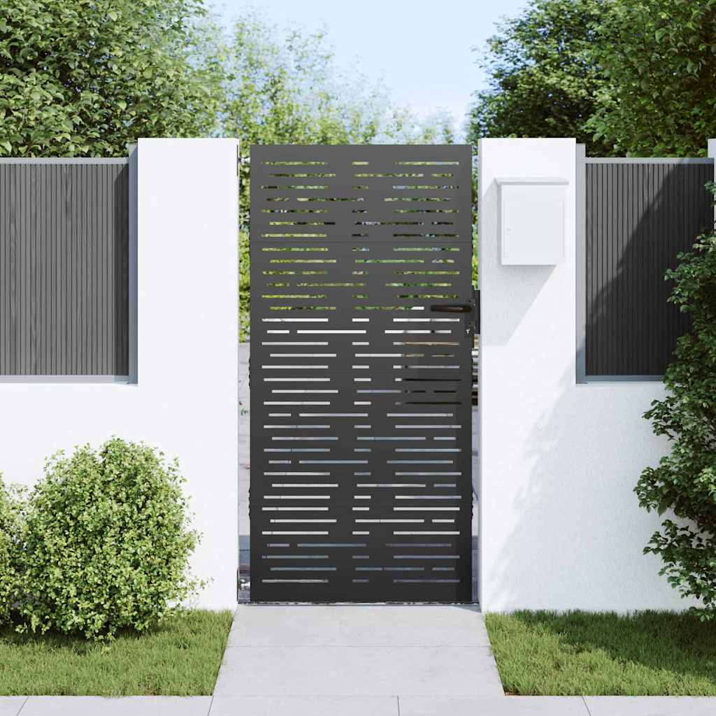 Haveport 85 x 175 cm Pulverlakeret Stål Sort Låses