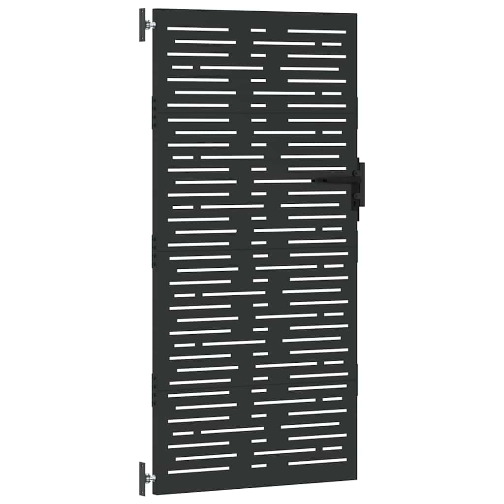 Haveport 85 x 175 cm Pulverlakeret Stål Sort Låses