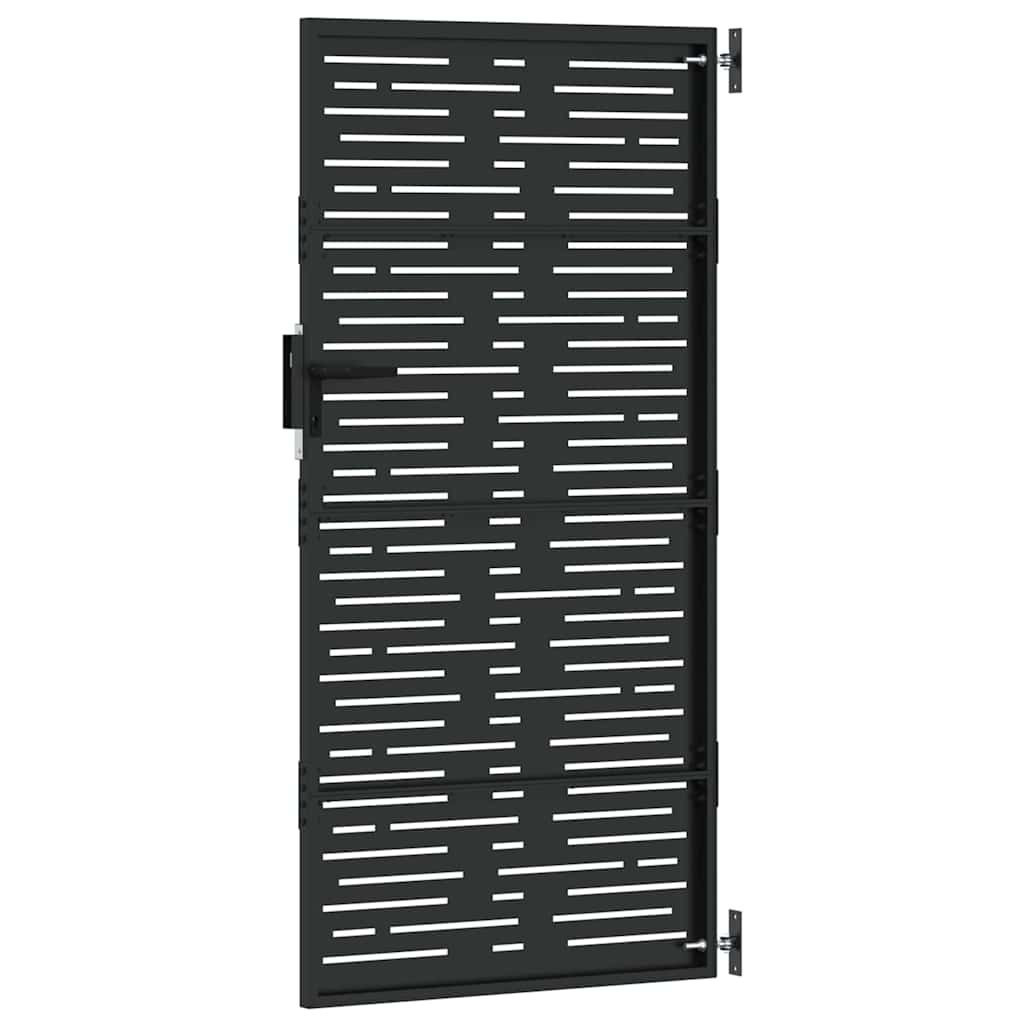 Haveport 85 x 175 cm Pulverlakeret Stål Sort Låses