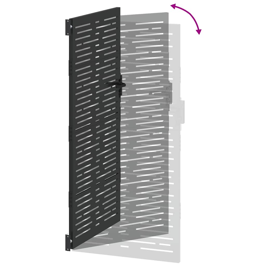 Haveport 85 x 175 cm Pulverlakeret Stål Sort Låses