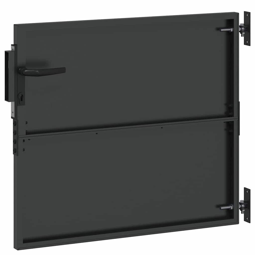 Haveport med lås Sort 85 x 100 cm Pulverlakeret Stål