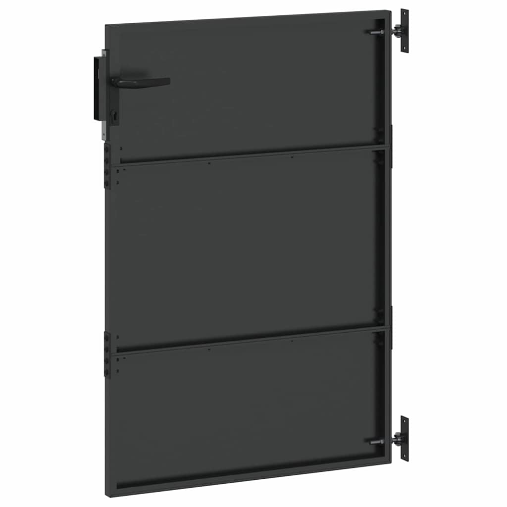 Haveport med lås Sort 85 x 125 cm Pulverlakeret Stål