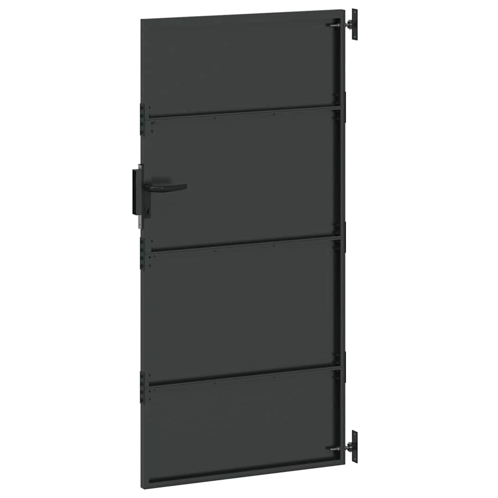 Haveport med lås Sort 85 x 175 cm Pulverlakeret Stål