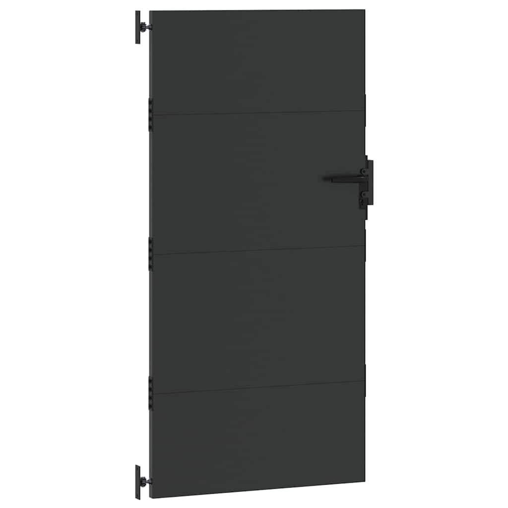 Haveport med lås Sort 85 x 200 cm Pulverlakeret Stål
