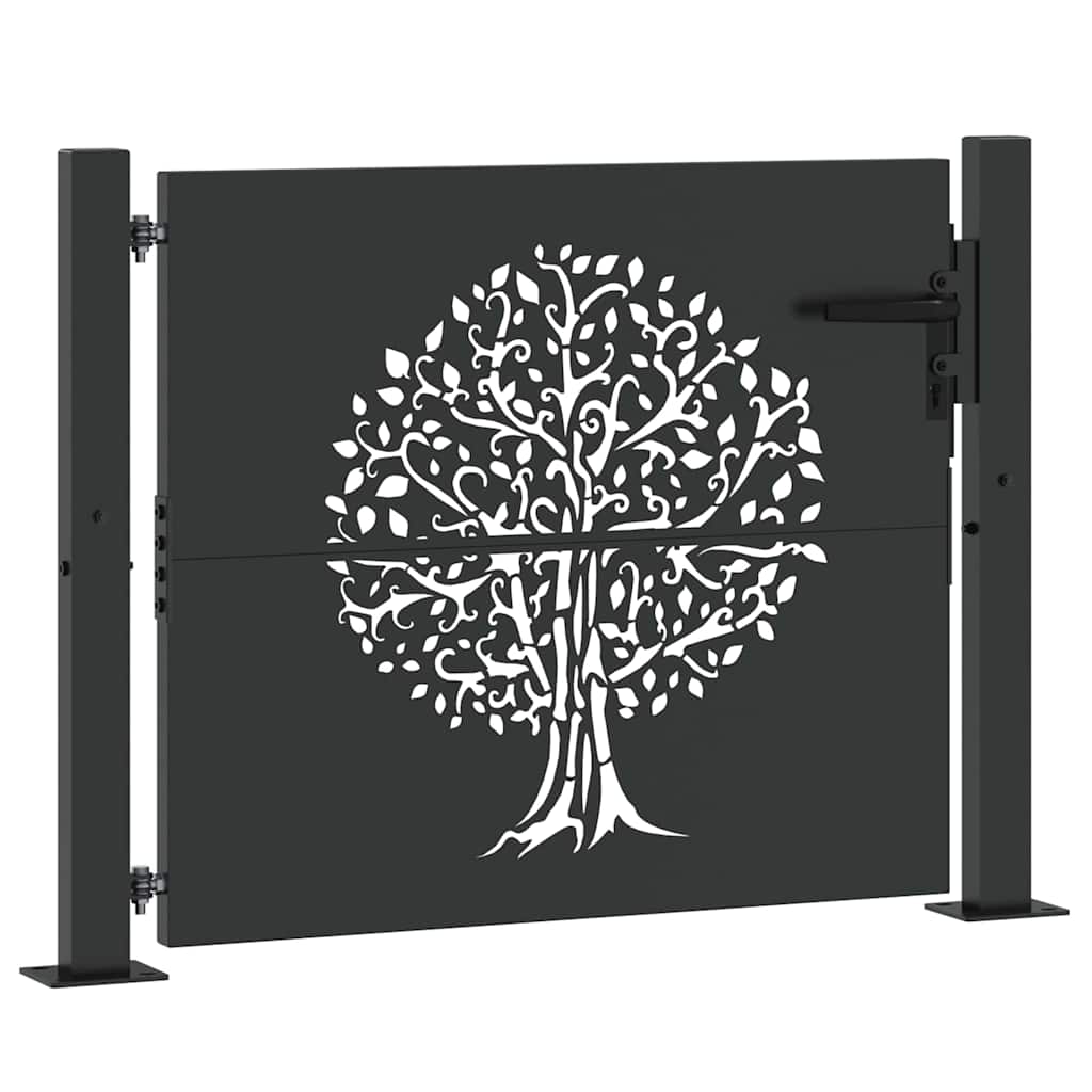 Haveport med lås Sort 110 x 105 cm Pulverlakeret Stål