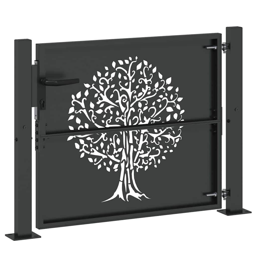 Haveport med lås Sort 110 x 105 cm Pulverlakeret Stål