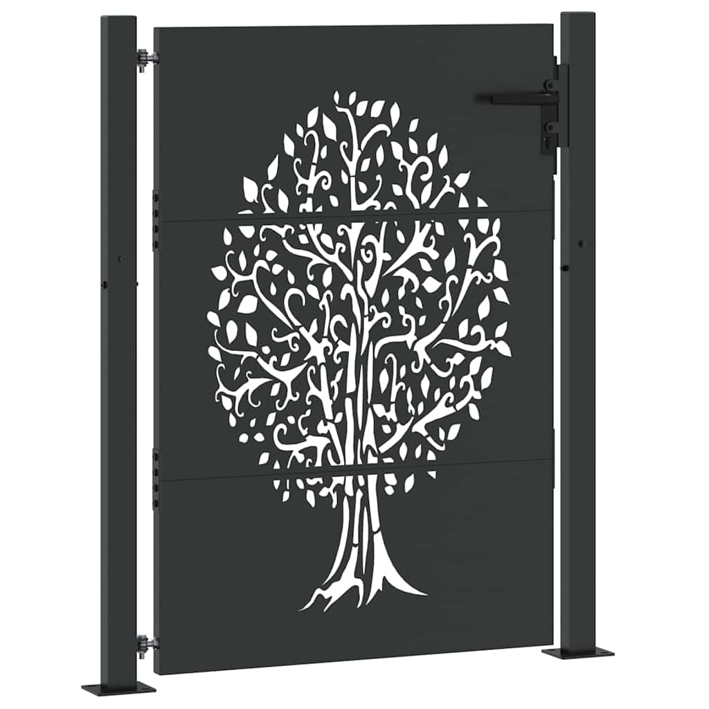 Haveport med lås Sort 110 x 155 cm Pulverlakeret Stål