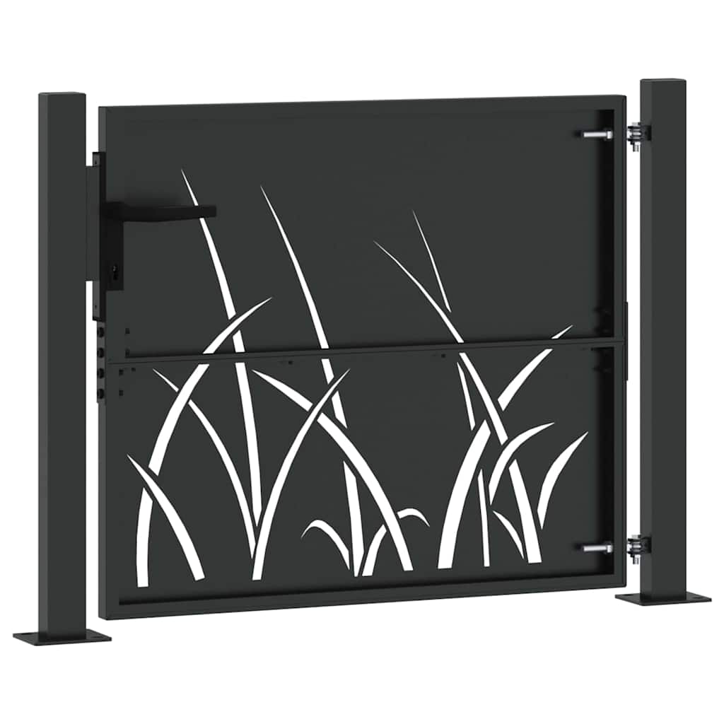 Haveport med lås Sort 110 x 105 cm Pulverlakeret Stål