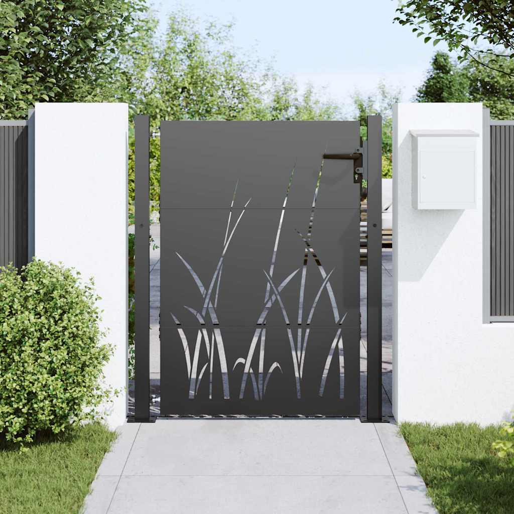 Haveport med lås Sort 110 x 155 cm Pulverlakeret Stål