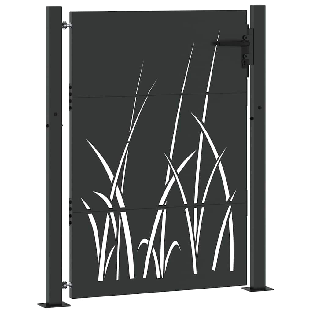 Haveport med lås Sort 110 x 155 cm Pulverlakeret Stål