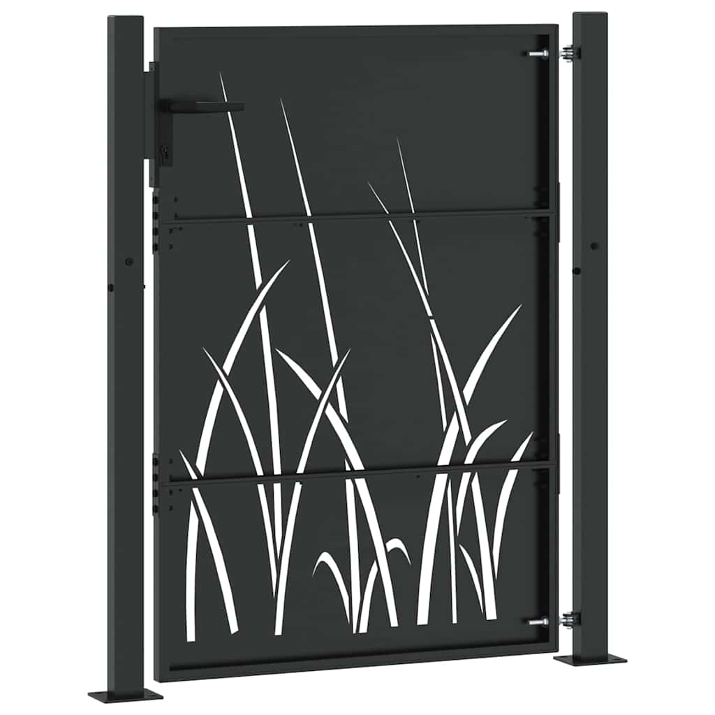Haveport med lås Sort 110 x 155 cm Pulverlakeret Stål