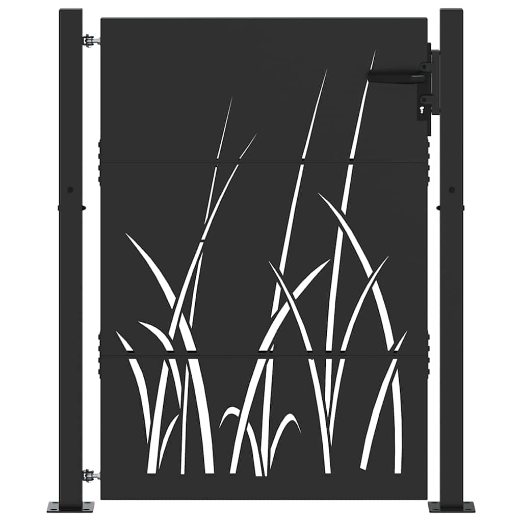 Haveport med lås Sort 110 x 155 cm Pulverlakeret Stål