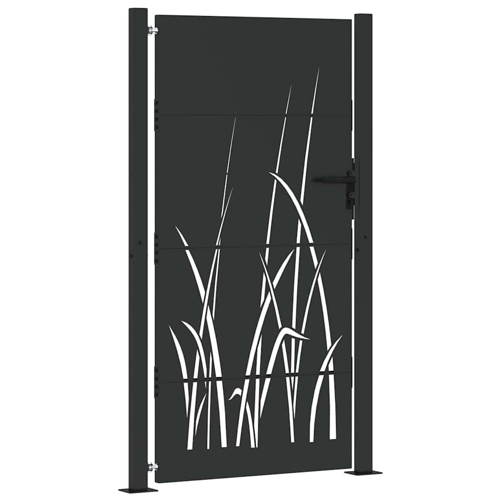 Haveport med lås Sort 110 x 205 cm Pulverlakeret Stål