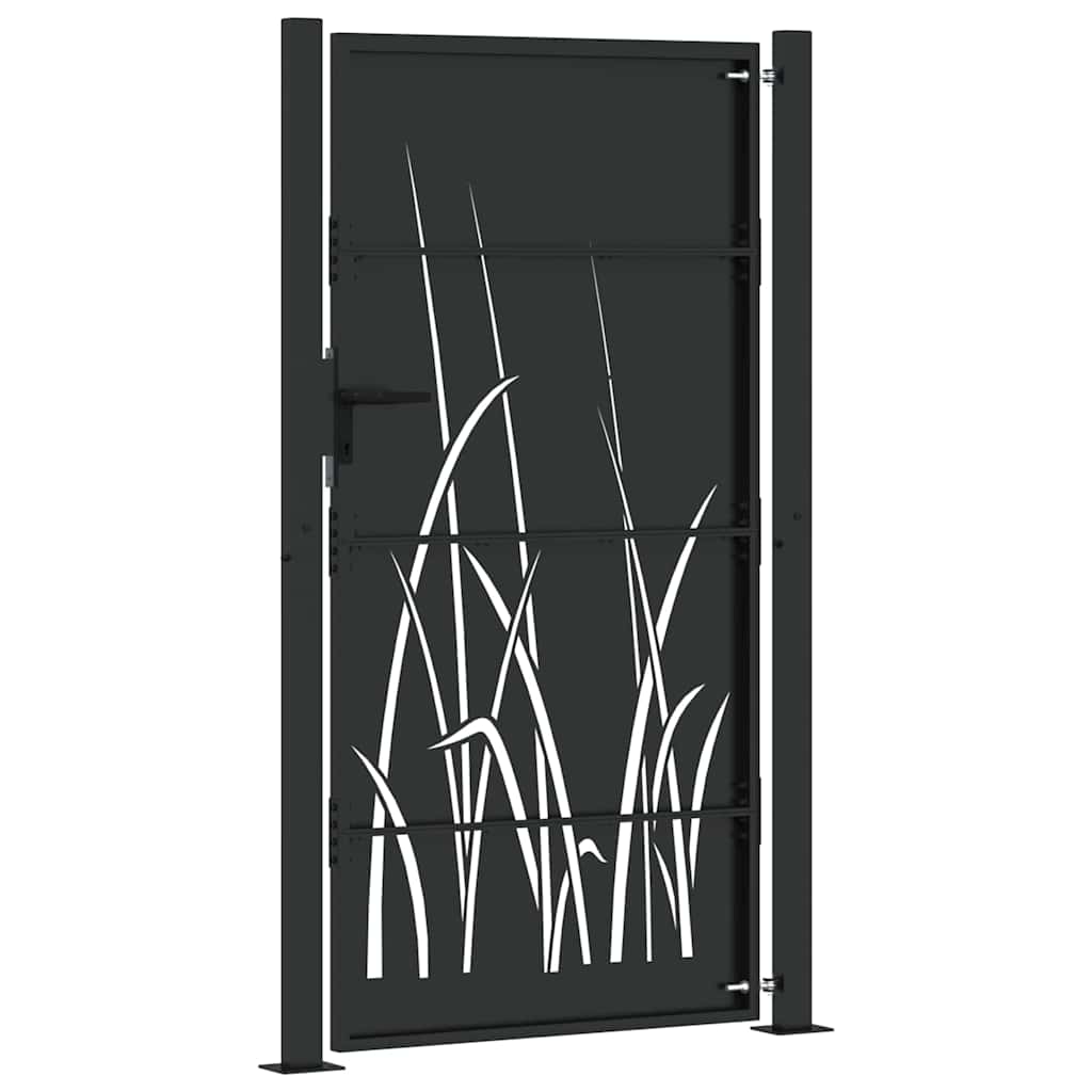 Haveport med lås Sort 110 x 205 cm Pulverlakeret Stål