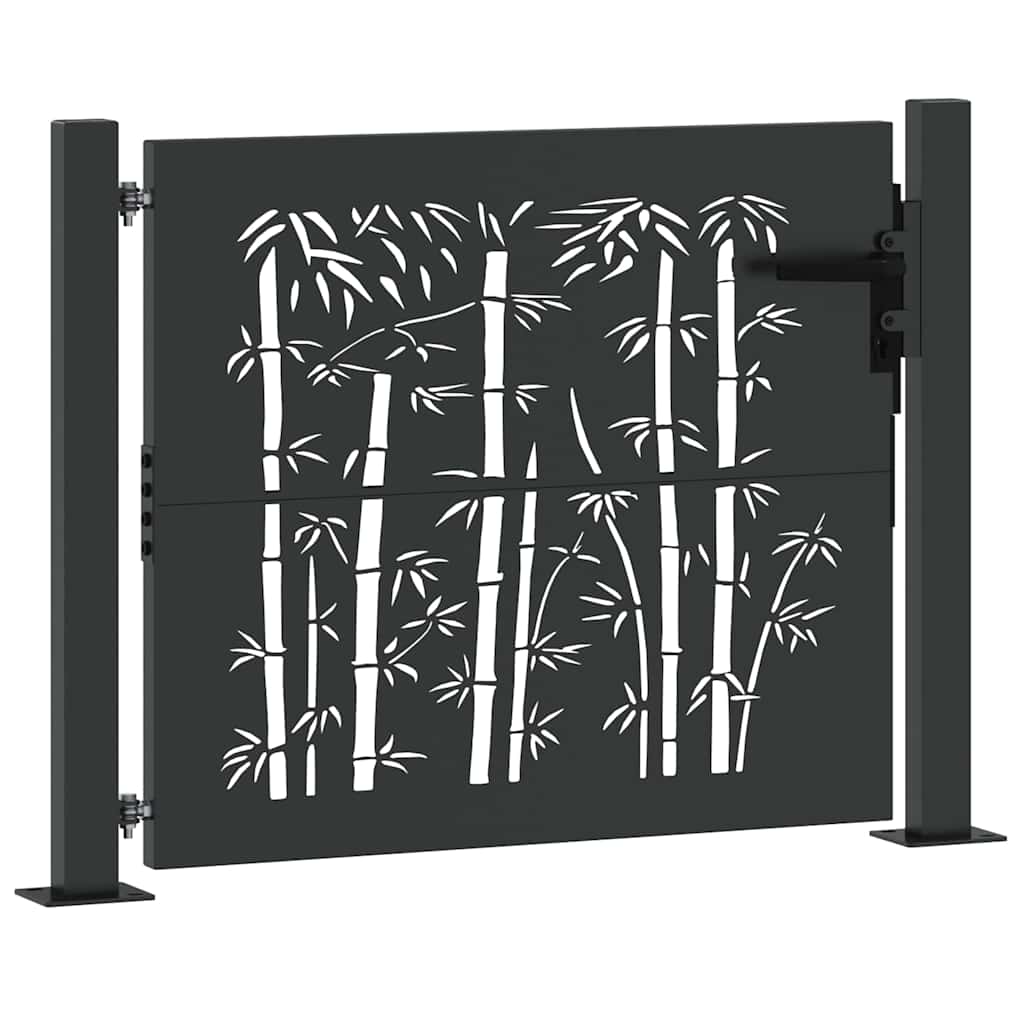 Haveport med lås Sort 110 x 105 cm Pulverlakeret stål