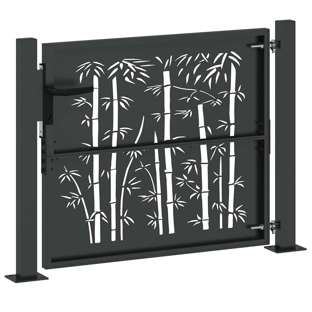 Haveport med lås Sort 110 x 105 cm Pulverlakeret stål