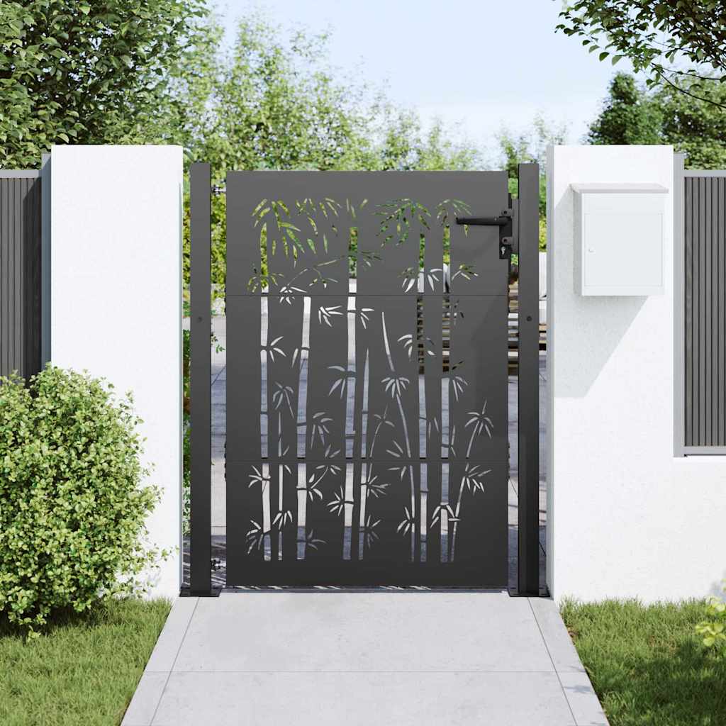 Haveport med lås Sort 110 x 130 cm Pulverlakeret stål