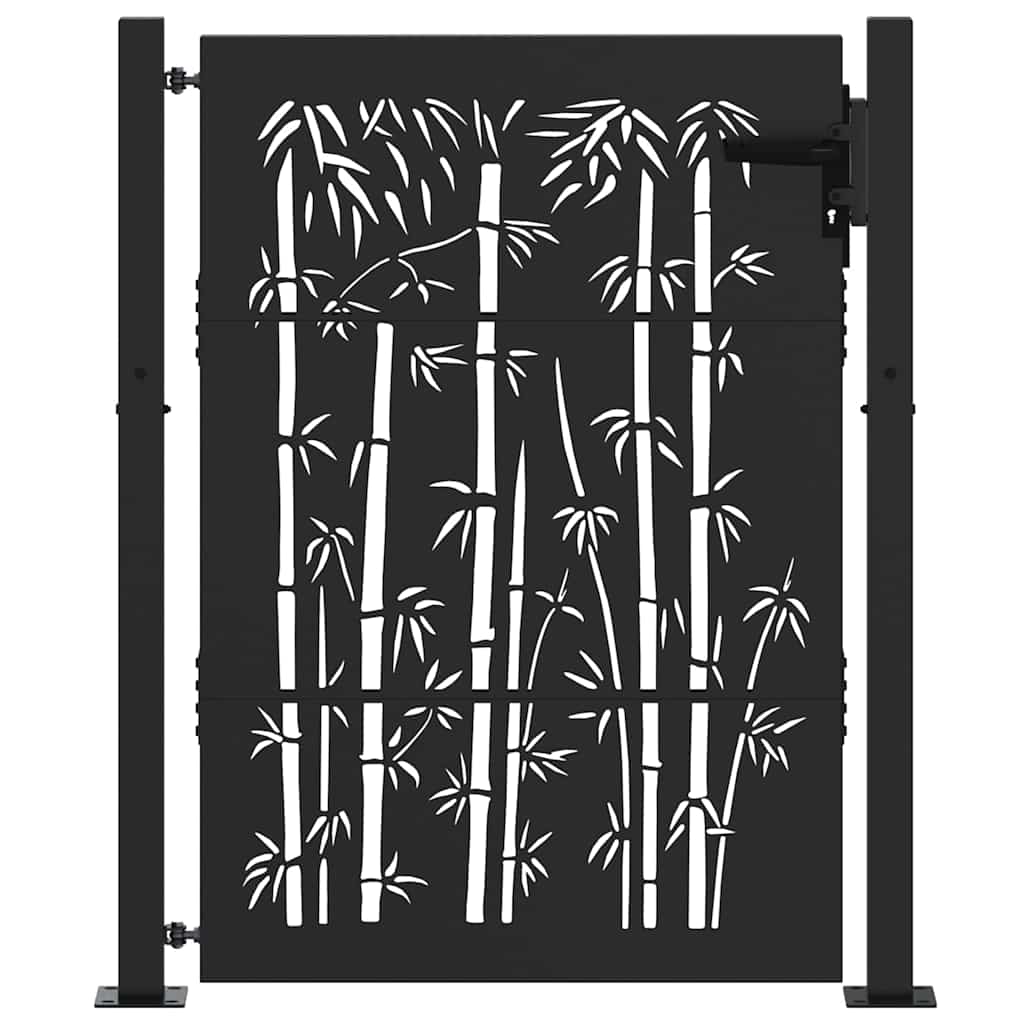 Haveport med lås Sort 110 x 130 cm Pulverlakeret stål