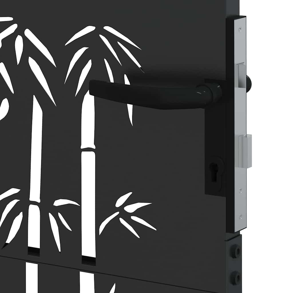 Haveport med lås Sort 110 x 155 cm Pulverlakeret stål