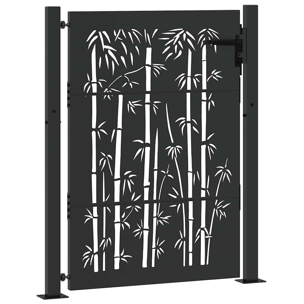 Haveport med lås Sort 110 x 155 cm Pulverlakeret stål