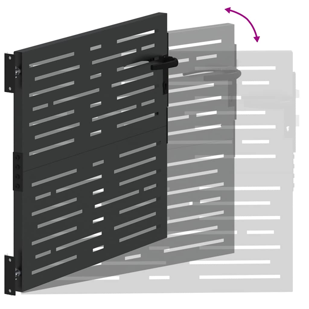 Haveport med lås Sort 110 x 105 cm Pulverlakeret stål