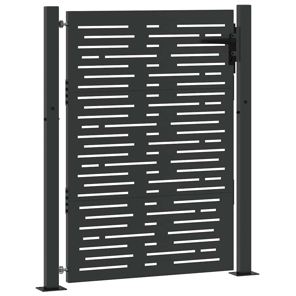 Haveport med lås Sort 110 x 130 cm Pulverlakeret stål