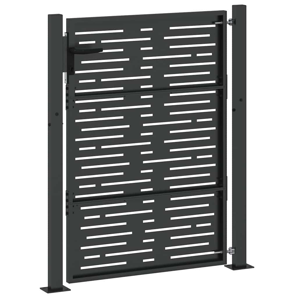 Haveport med lås Sort 110 x 130 cm Pulverlakeret stål
