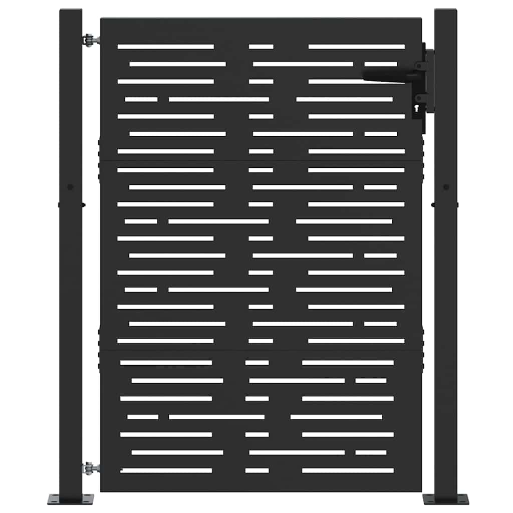 Haveport med lås Sort 110 x 155 cm Pulverlakeret stål