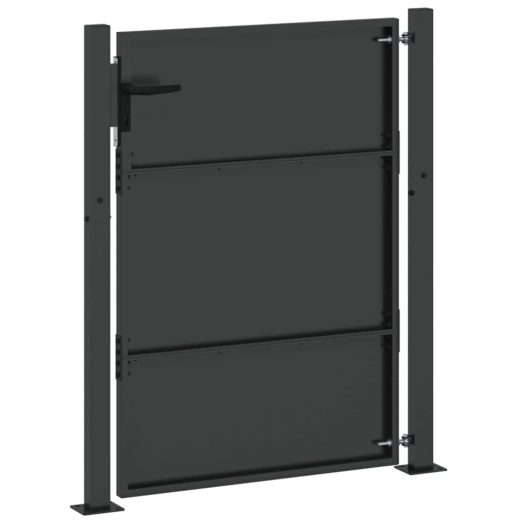 Haveport med lås Sort 110 x 155 cm Pulverlakeret stål