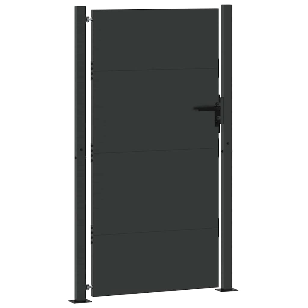 Haveport med lås Sort 105 x 205 cm Pulverlakeret stål