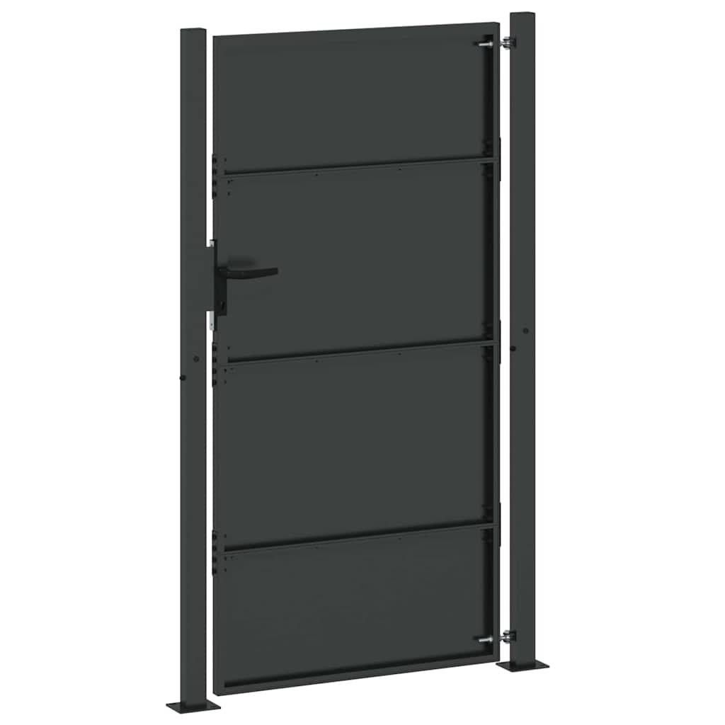 Haveport med lås Sort 105 x 205 cm Pulverlakeret stål