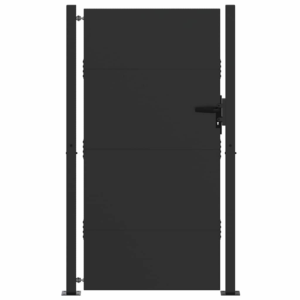 Haveport med lås Sort 105 x 205 cm Pulverlakeret stål