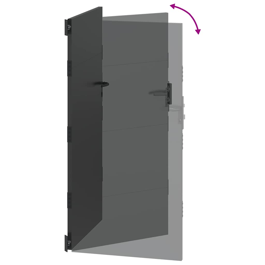 Haveport med lås Sort 105 x 205 cm Pulverlakeret stål