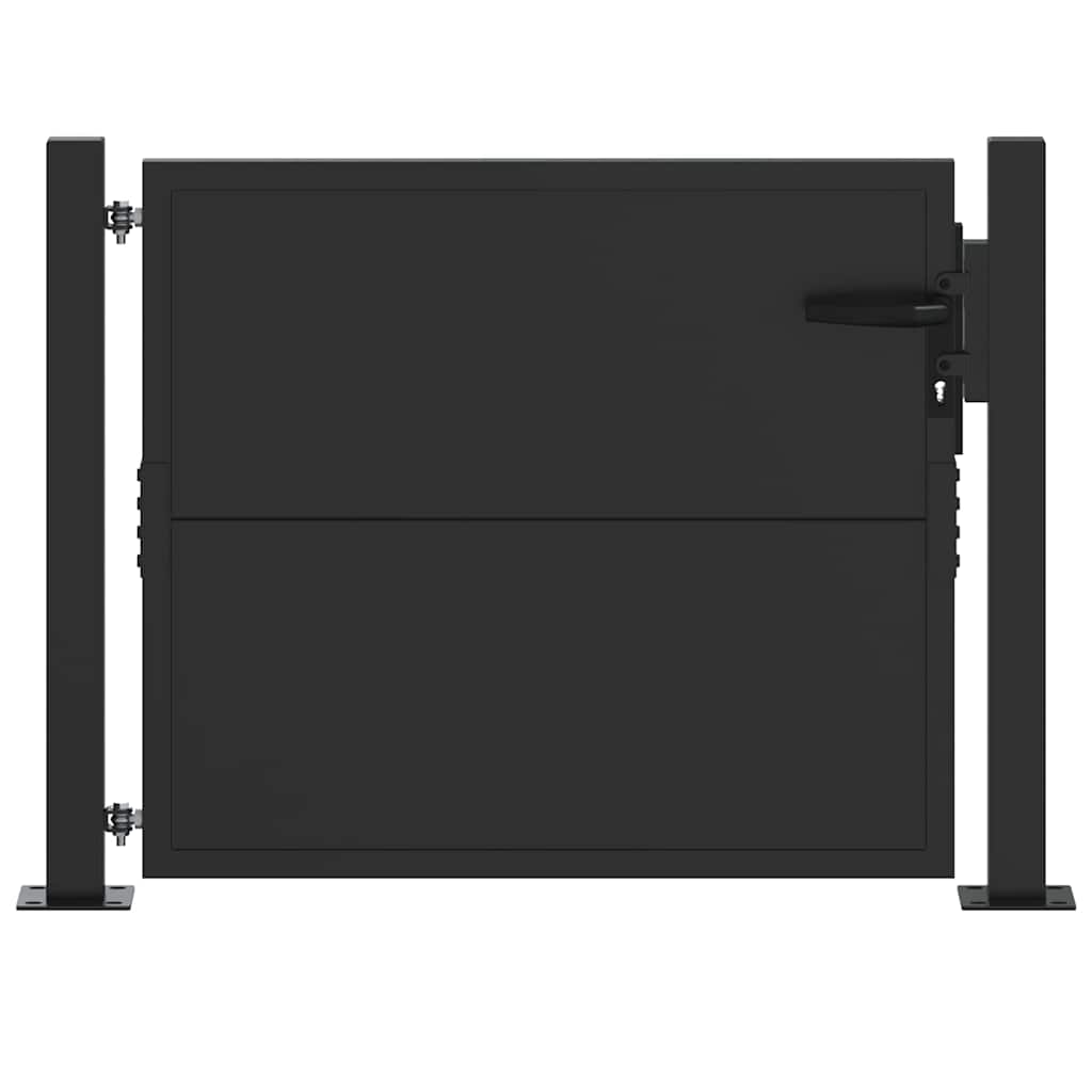 Haveport med lås Sort 110 x 105 cm Pulverlakeret stål
