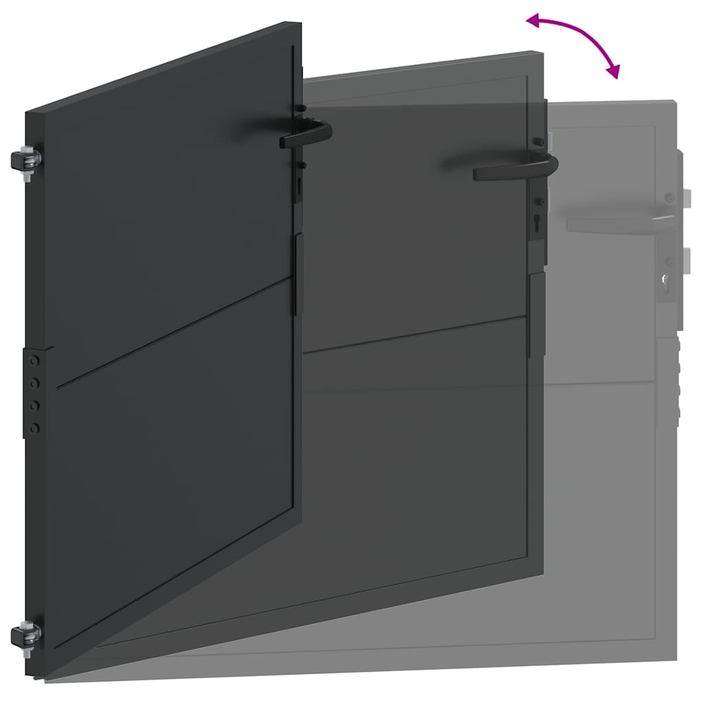 Haveport med lås Sort 110 x 105 cm Pulverlakeret stål