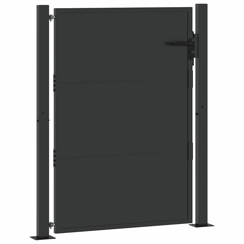 Haveport med lås Sort 110 x 130 cm Pulverlakeret stål
