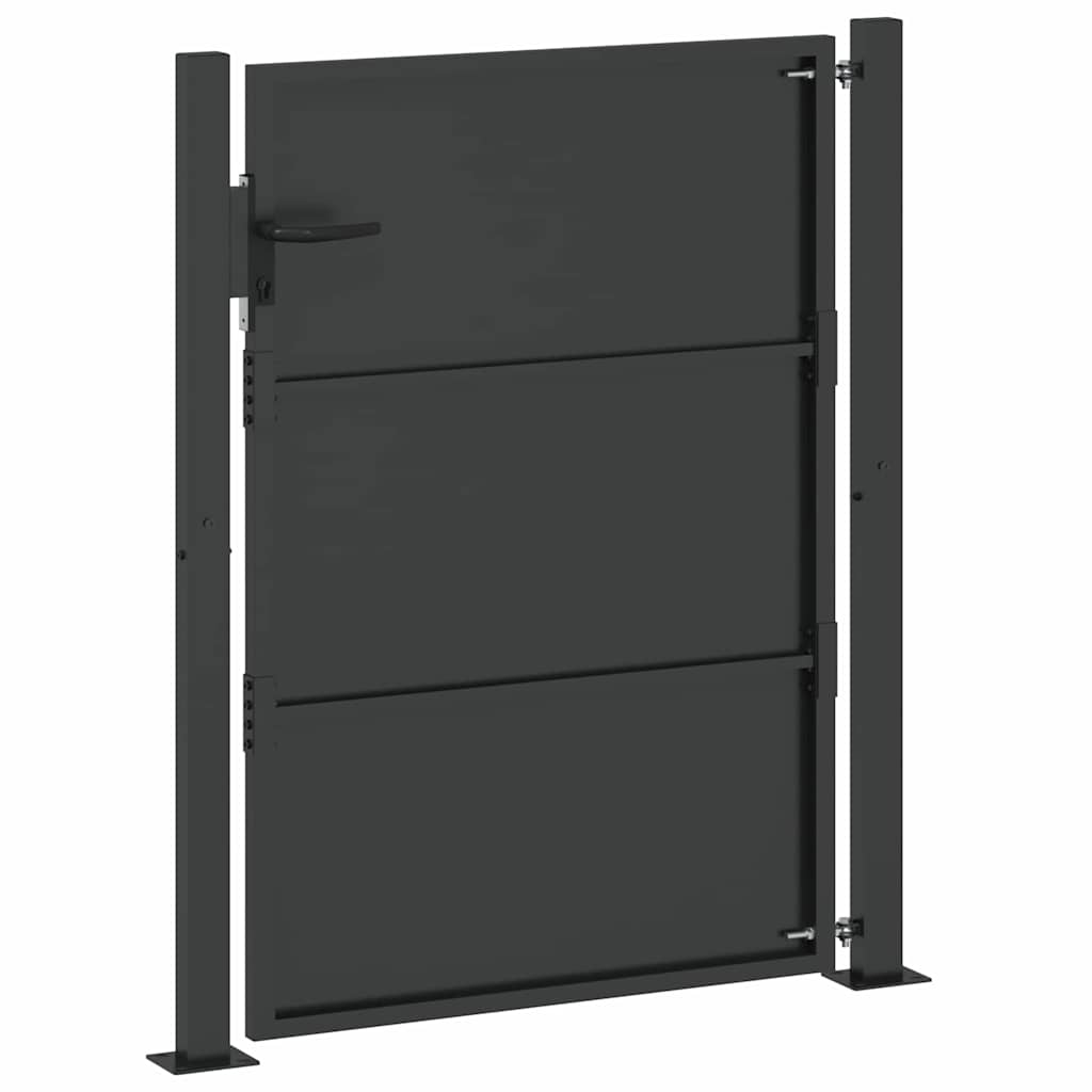 Haveport med lås Sort 110 x 130 cm Pulverlakeret stål