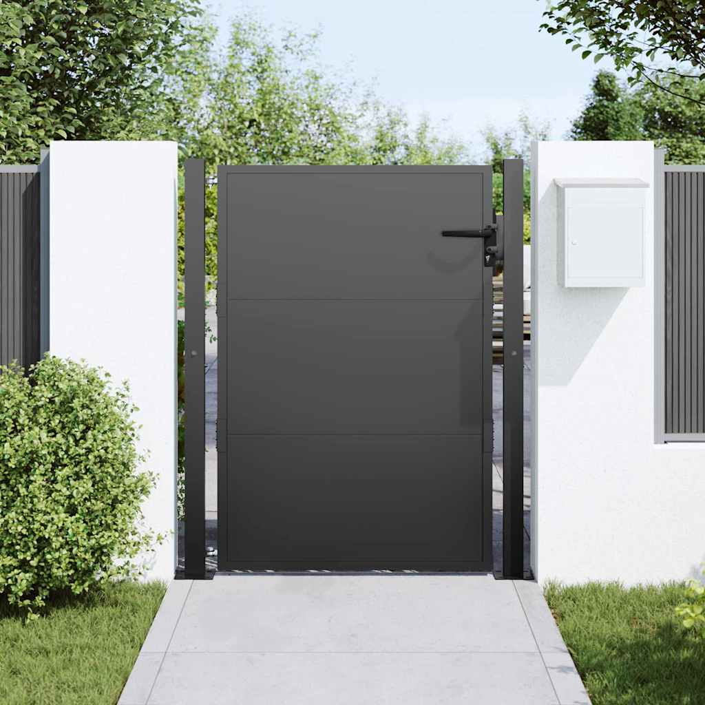Haveport med lås Sort 110 x 155 cm Pulverlakeret stål
