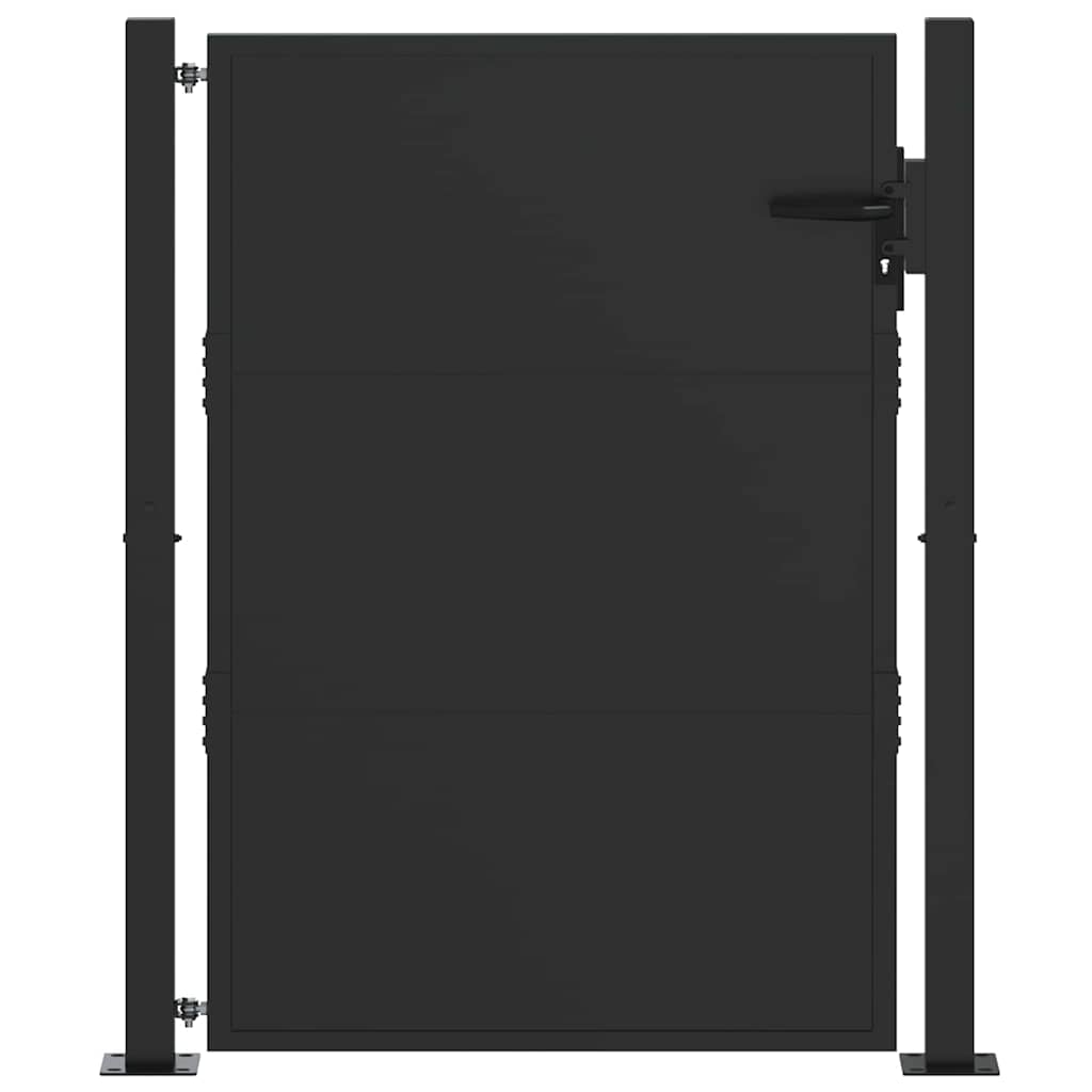 Haveport med lås Sort 110 x 155 cm Pulverlakeret stål