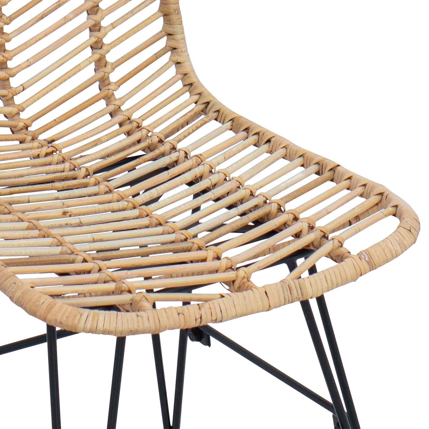 Barstol 2 pcs 44 x 52 x 111 cm Rattan og Jern
