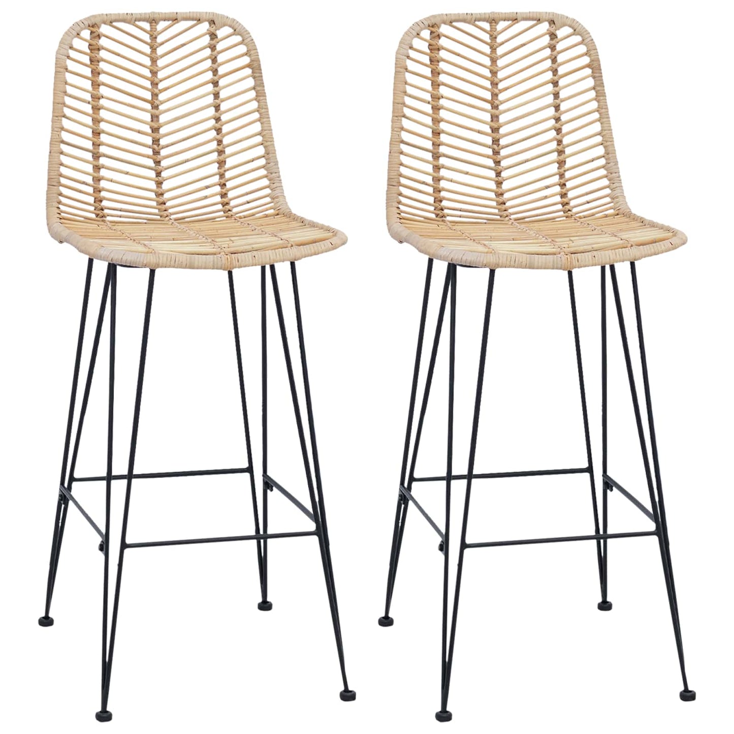 Barstol 2 pcs 44 x 52 x 111 cm Rattan og Jern
