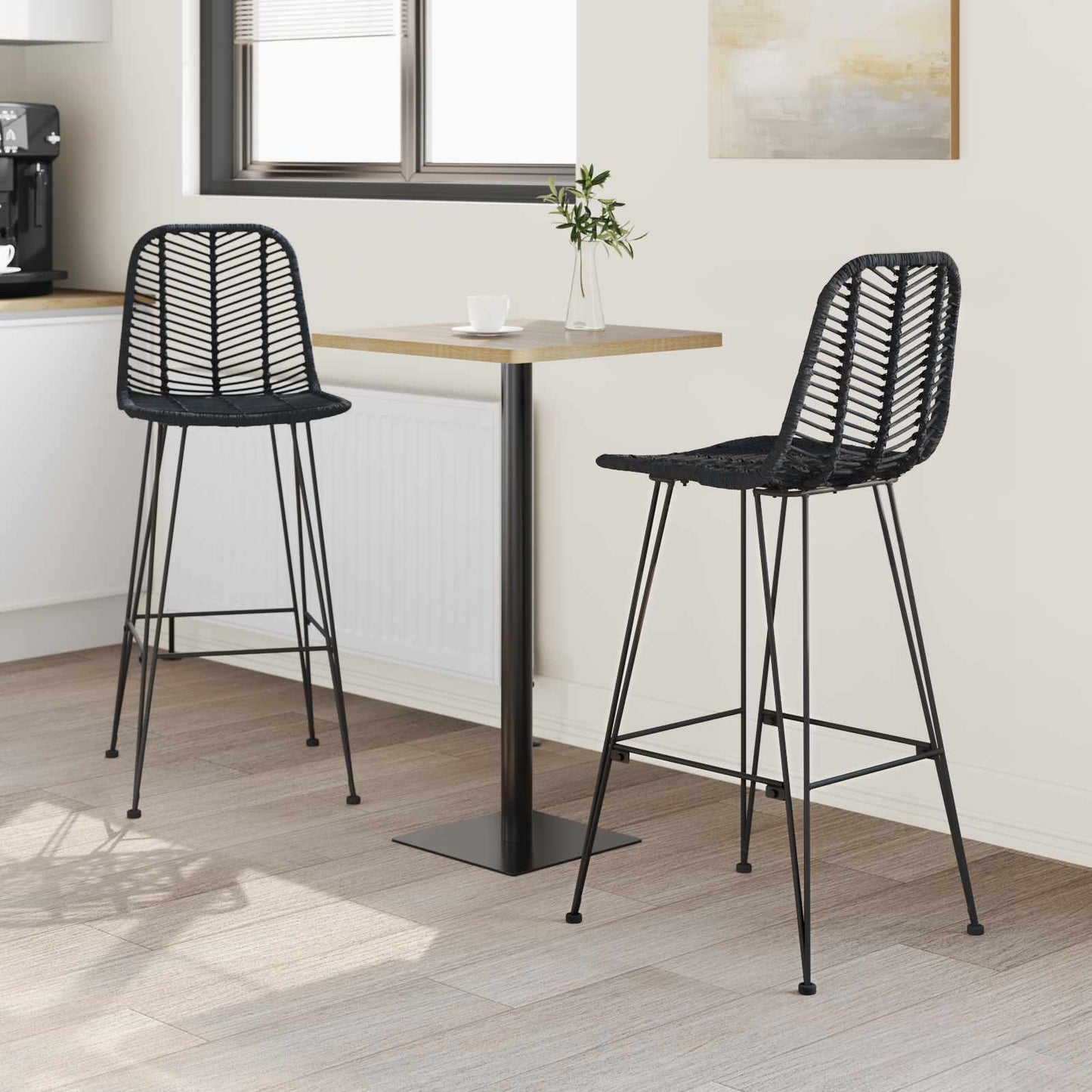 Barstol 2 pcs 44 x 52 x 111 cm Rattan og Jern