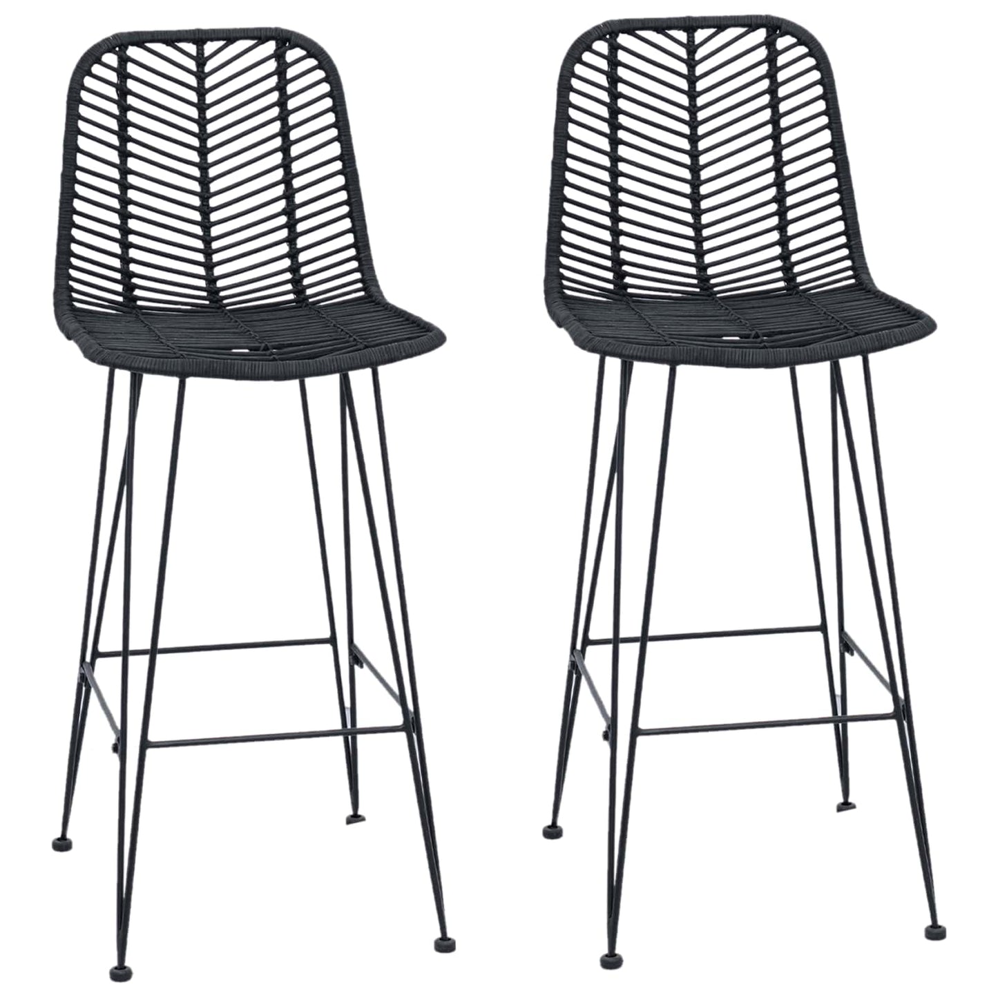 Barstol 2 pcs 44 x 52 x 111 cm Rattan og Jern