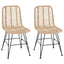 Spisestuestol 2 pcs Rattan og Jern Naturfarvet
