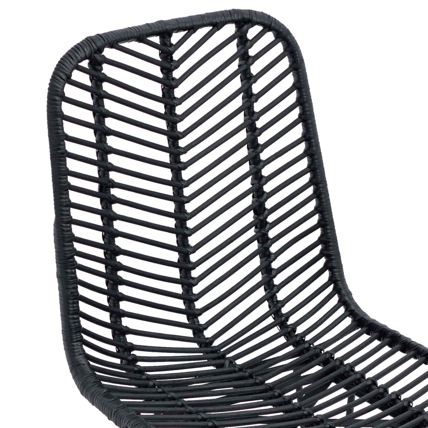 Spisestuestol 2 pcs Rattan og Jern Sort 44,5 x 54,5 x 85 cm