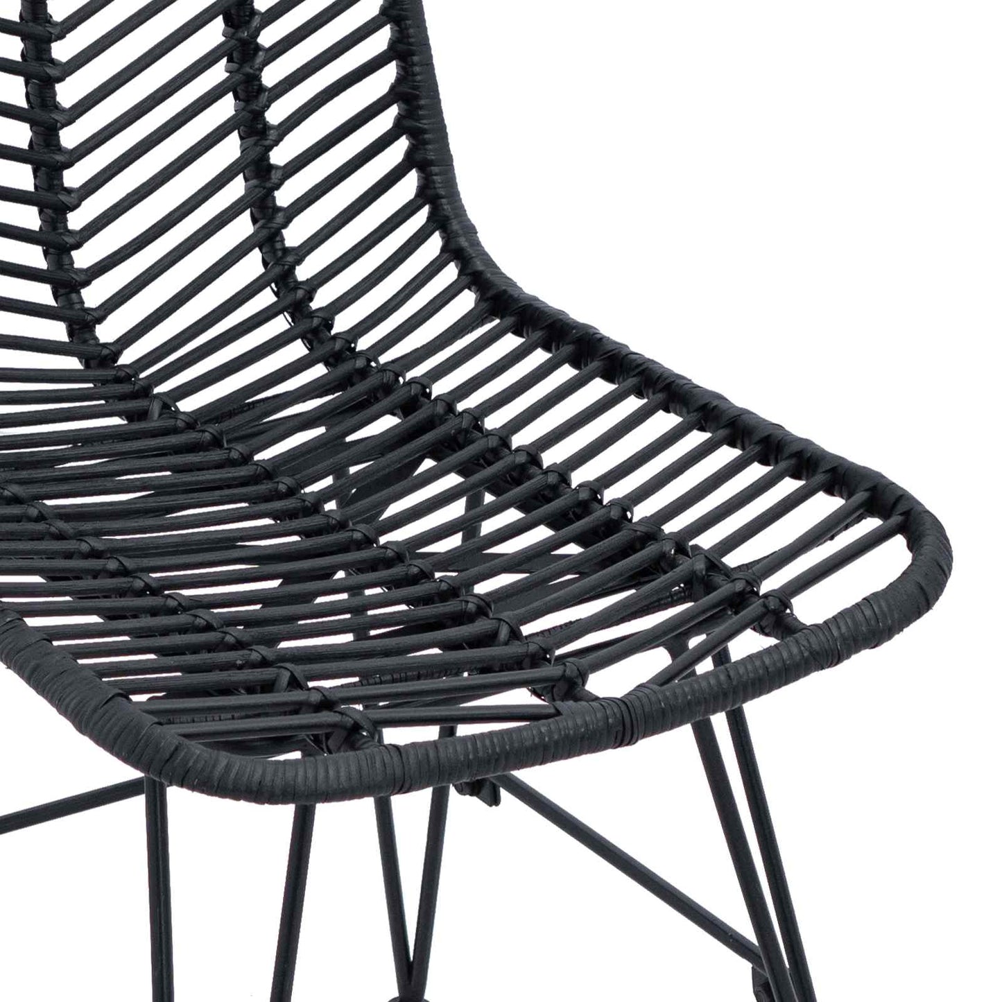 Spisestuestol 2 pcs Rattan og Jern Sort 44,5 x 54,5 x 85 cm