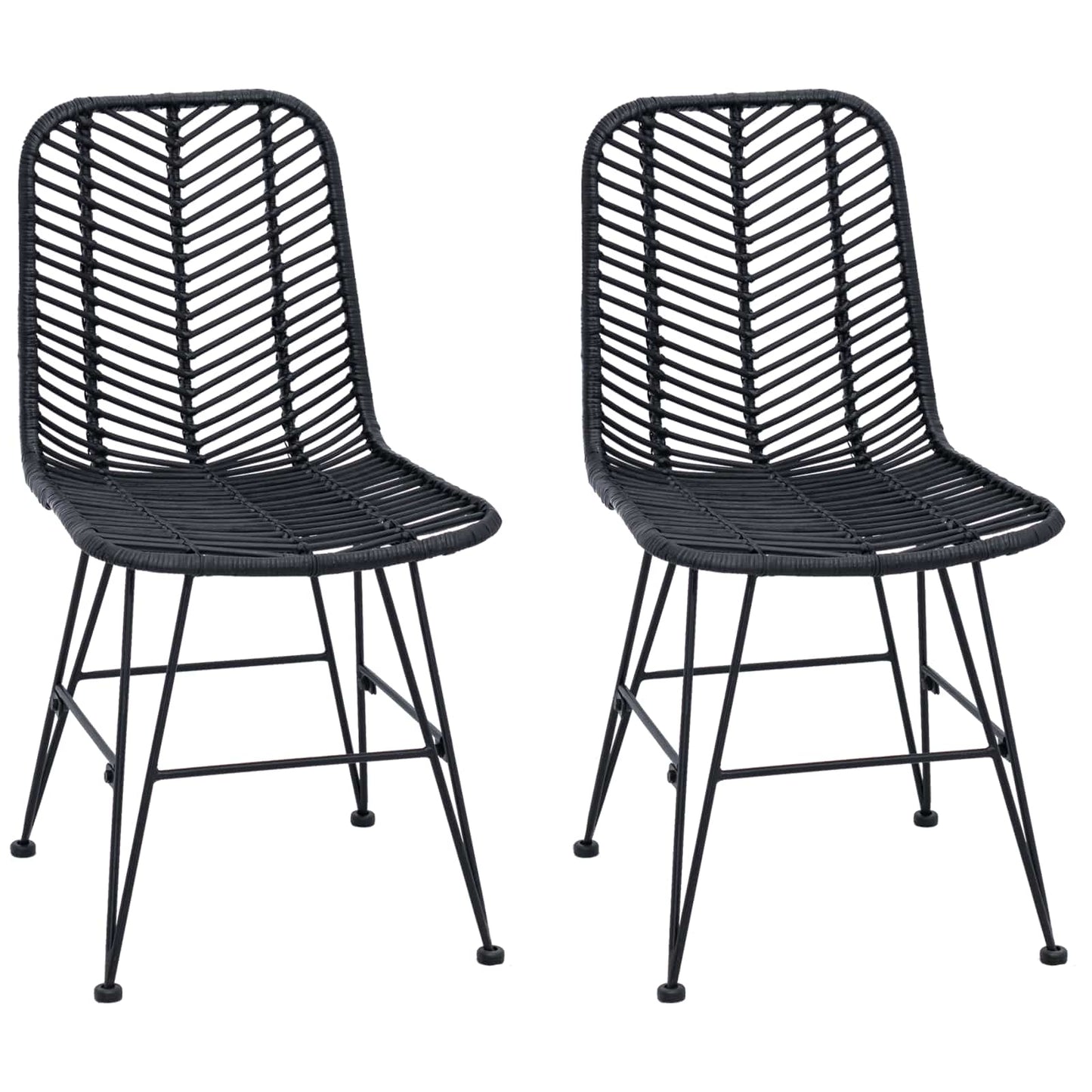 Spisestuestol 2 pcs Rattan og Jern Sort 44,5 x 54,5 x 85 cm
