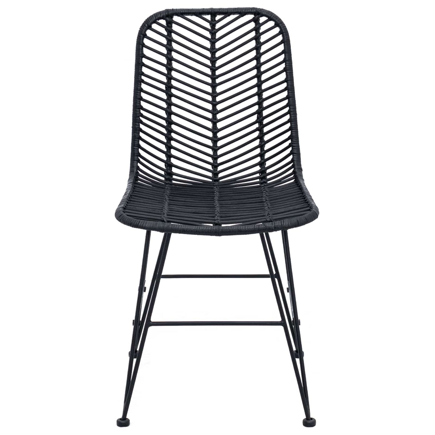 Spisestuestol 2 pcs Rattan og Jern Sort 44,5 x 54,5 x 85 cm